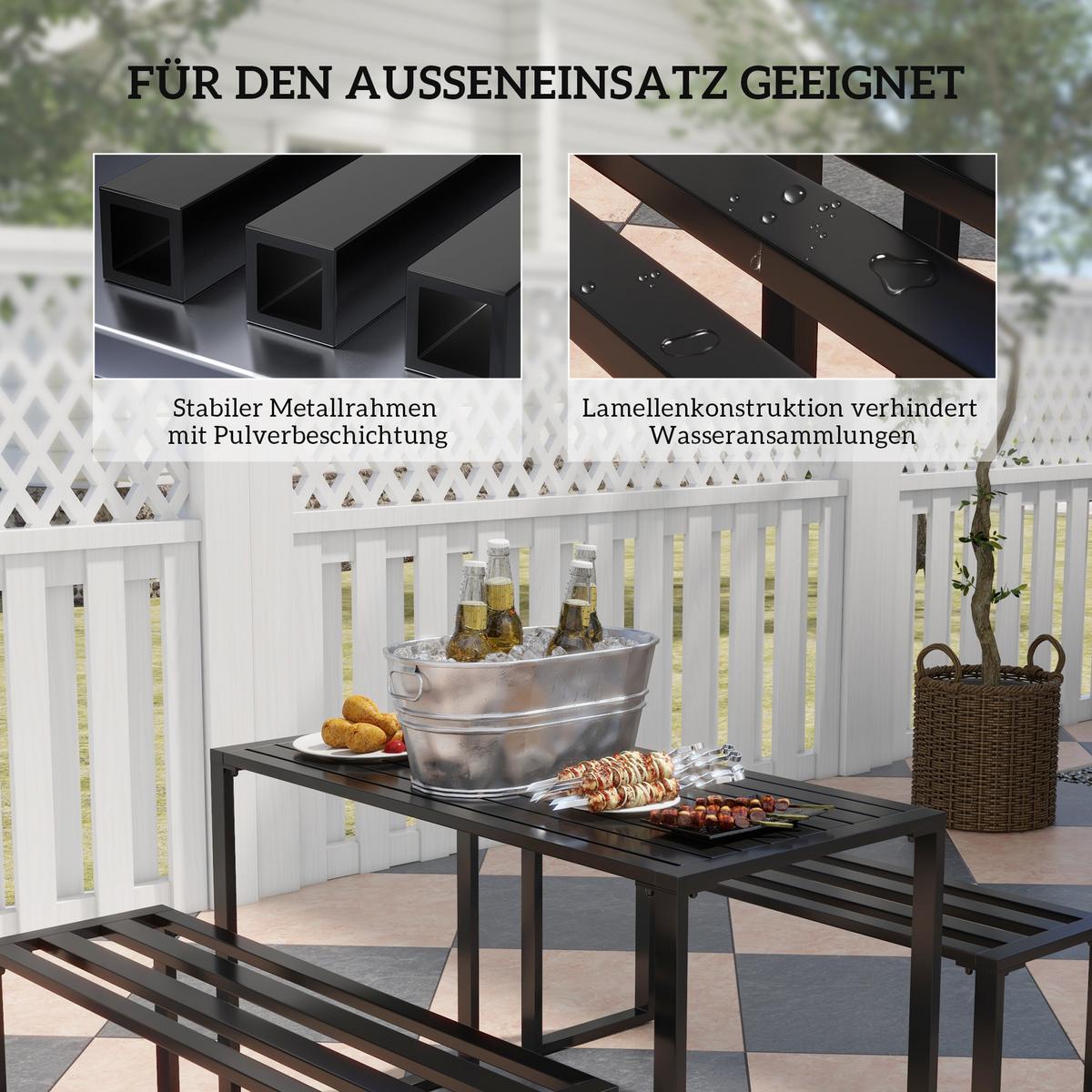 MÖBELSET Festgarnitur, Schwarz, Metall - Schwarz, Metall - Outsunny