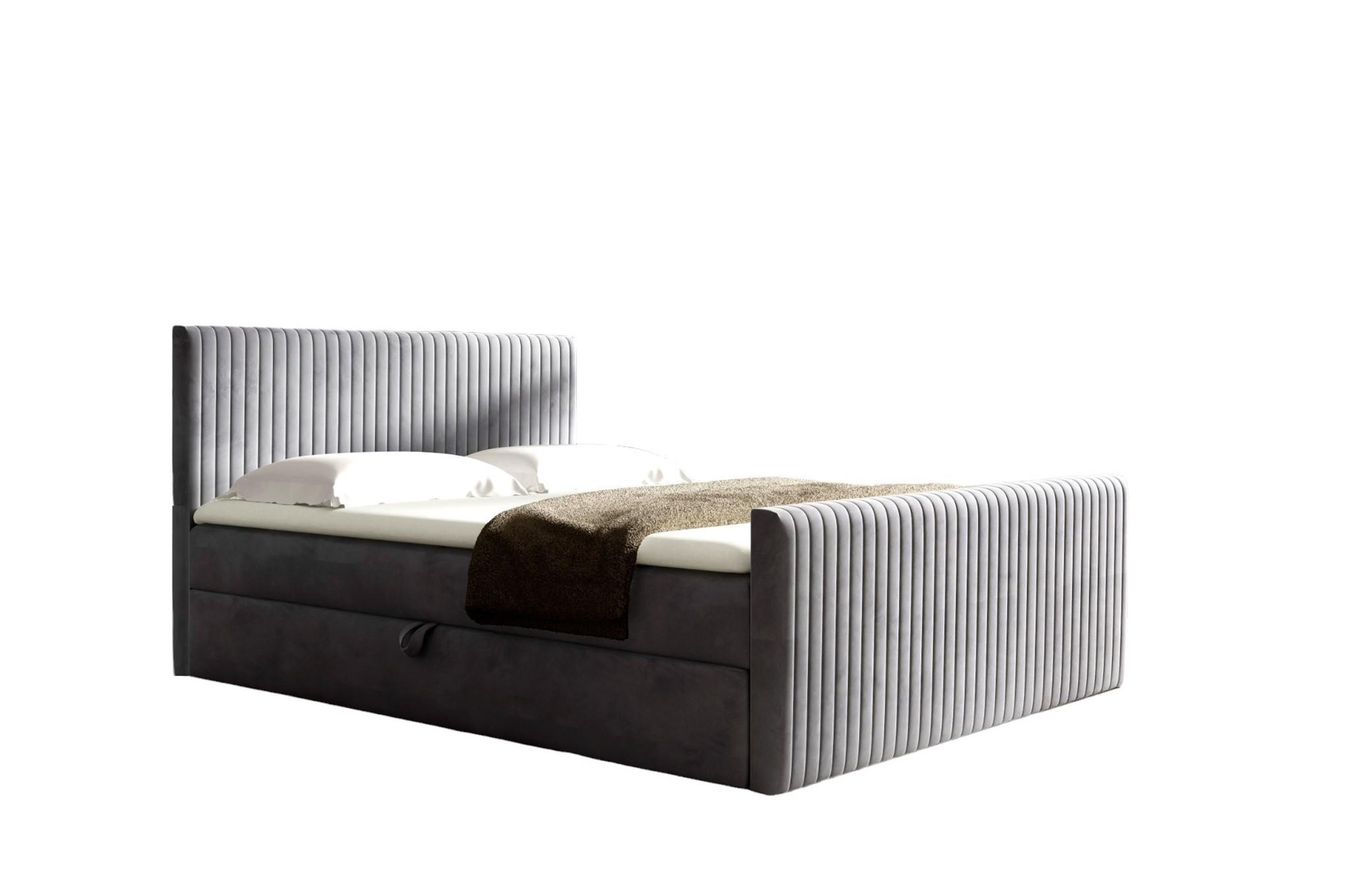 BOXBETT Adrien In überlänge - Hellgrau, Holzwerkstoff/Textil (140/220cm) - Fun Möbel