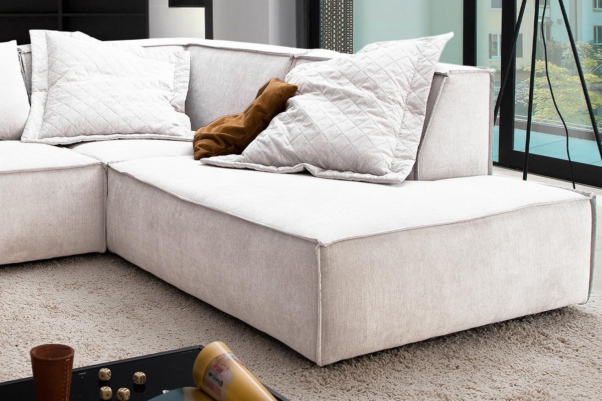 ECKSOFA SAMU Beige Webstoff - Beige/Schwarz, Textil (226/224cm) - KAWOLA