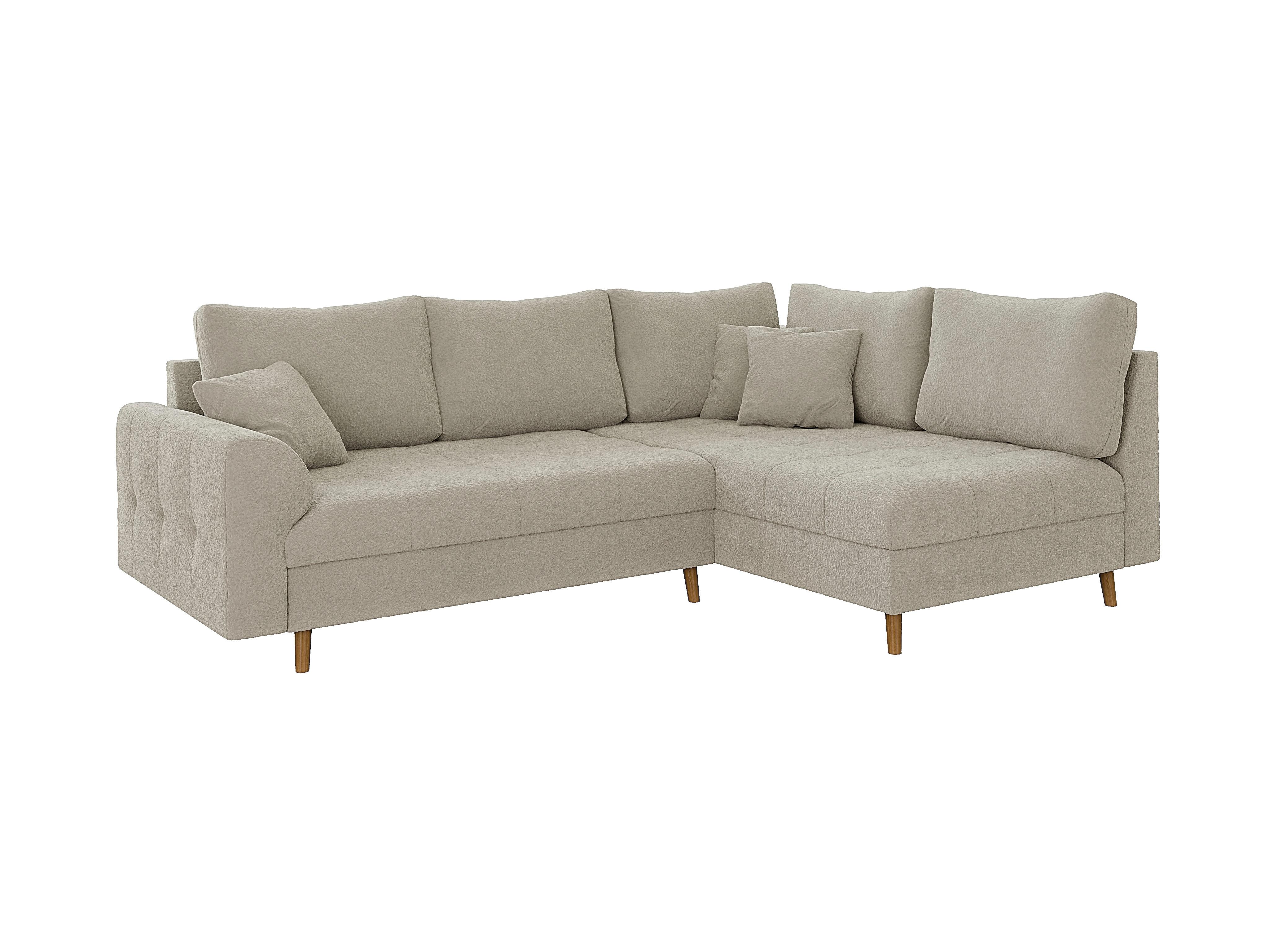 ECKSOFA Henrik Beige Boucle - Ottomane rechts - Beige/Braun, Holz/Textil (231/161cm) - S-Style