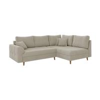 ECKSOFA Henrik Beige Boucle - Ottomane rechts - Beige/Braun, Holz/Textil (231/161cm) - S-Style