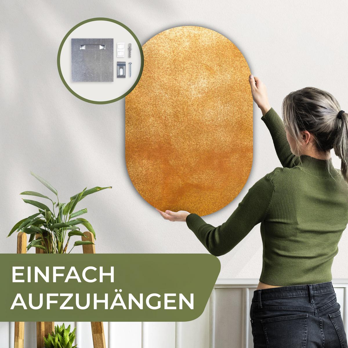 WANDBILD Eisen - Rost - Gold - Metall - Luxus Wanddeko Schlafzimmer 60x90 cm - Goldfarben, Kunststoff (60/90cm) - MuchoWow