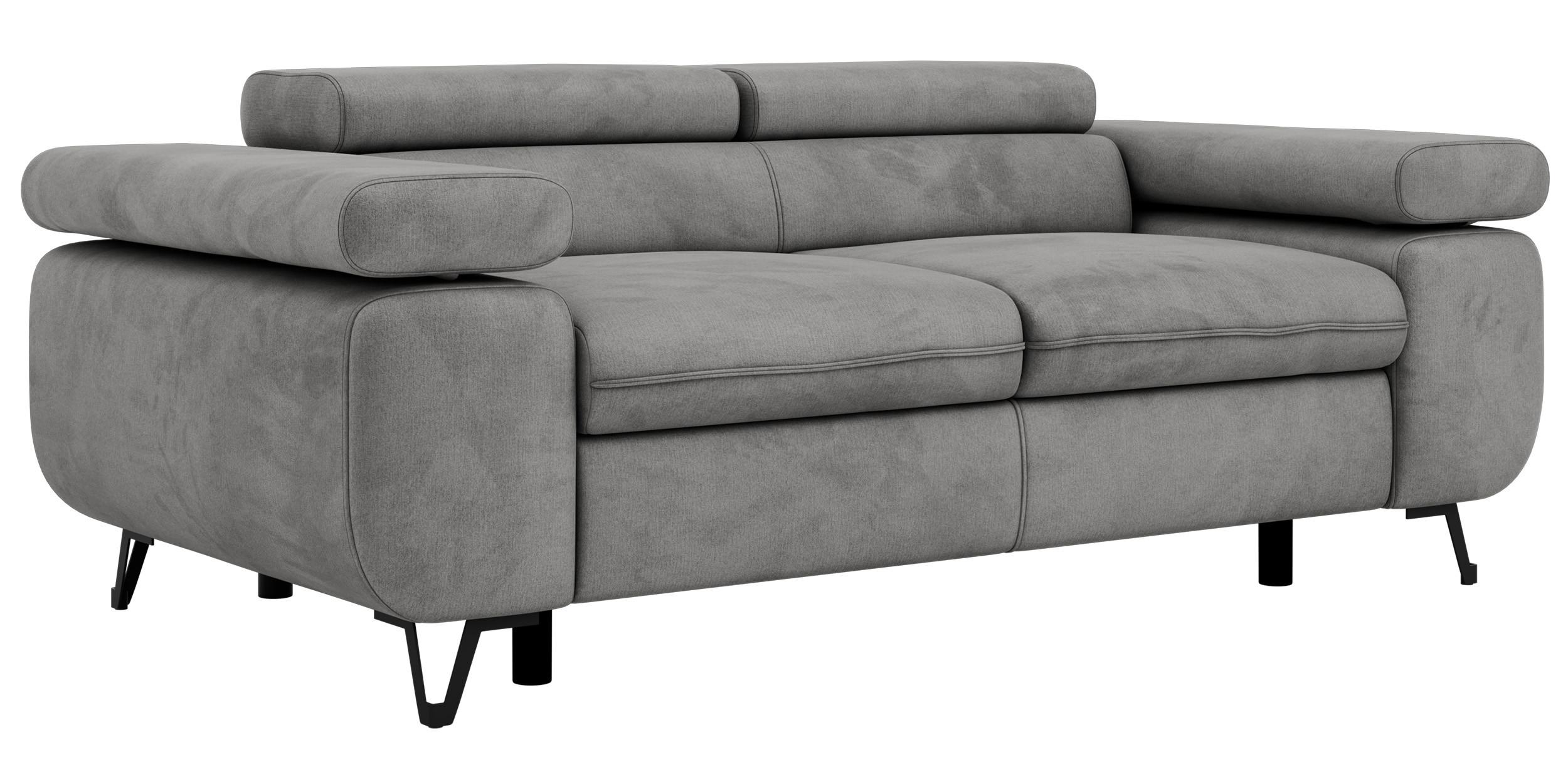 2-SITZER SOFA PETER - Hellgrau Velvet - Silberfarben/Hellgrau, Textil/Metall (200/76/99cm) - MKS