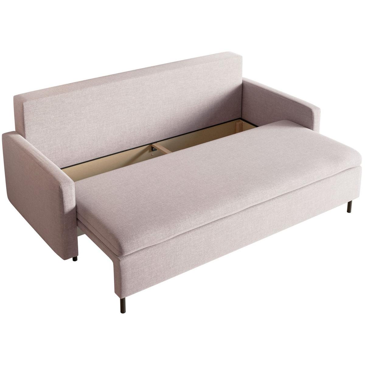 3-SITZER SOFA Umpro Chenille Hellbeige - Ecru/Schwarz, Textil/Metall (220/96/95cm) - Selsey