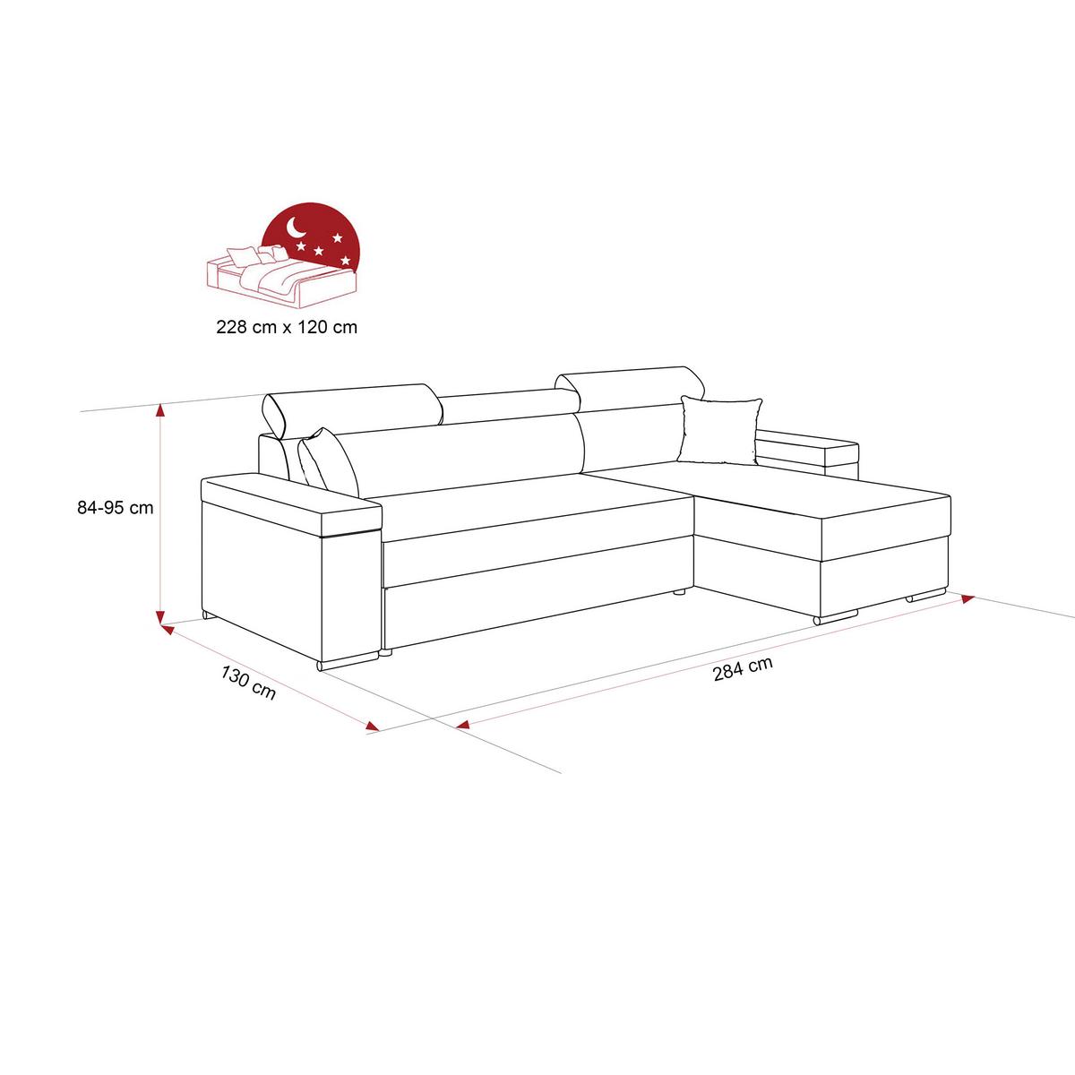 ECKSOFA AISHA Rechts mit Schlaffunktion und Bettkasten Grün - Chromfarben/Grün, Kunststoff/Textil (250/130cm) - Idohome