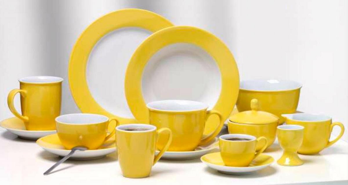 ESPRESSOTASSEN UND -UNTERTASSEN Doppio Gelb 80 ml 6er Set - Gelb, Keramik (12/7/12cm) - Ritzenhoff Breker