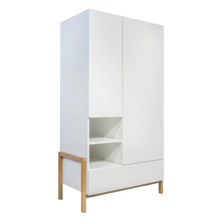 SCHRANK 2 Türen Weiß und Holz - Weiß, Holzwerkstoff (100/180/55cm) - Petits-meubles