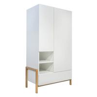 SCHRANK 2 Türen Weiß und Holz - Weiß, Holzwerkstoff (100/180/55cm) - Petits-meubles