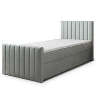 BOXBETT ARION 80 80x200 cm mit Matratze und Topper, H2+H3 - Hellgrau - Hellgrau, Holz (80/200cm) - MASSENO