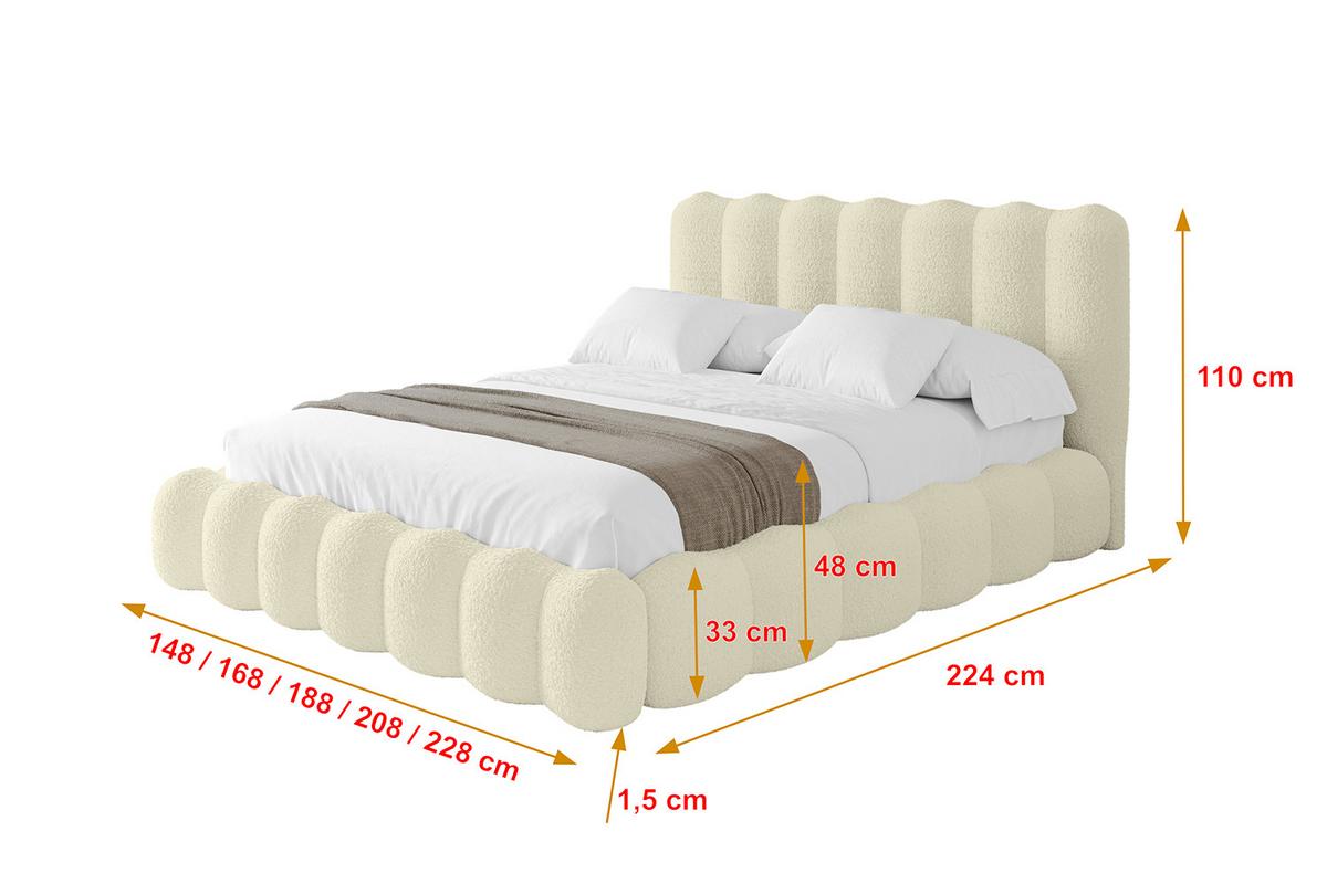 POLSTERBETT mit Bettkasten und Lattenrost, Boxbett ohne Matratze - SORA 180x200 Beige - Taupe, Holzwerkstoff/Textil (180/200cm) - ALTDECOR