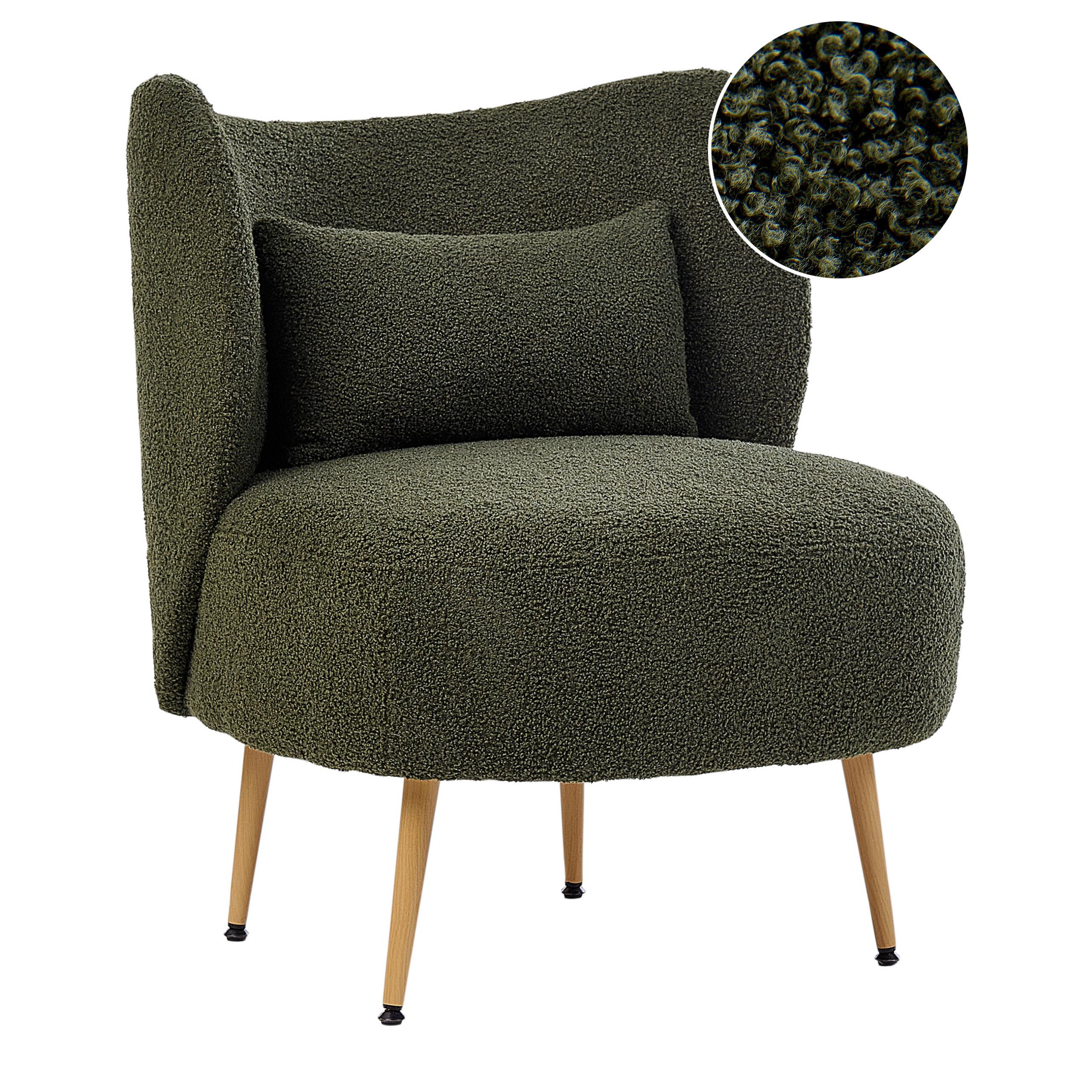 SESSEL Dunkelgrün Otsby II - Dunkelgrün/Braun, Textil (60/76/55cm) - Beliani