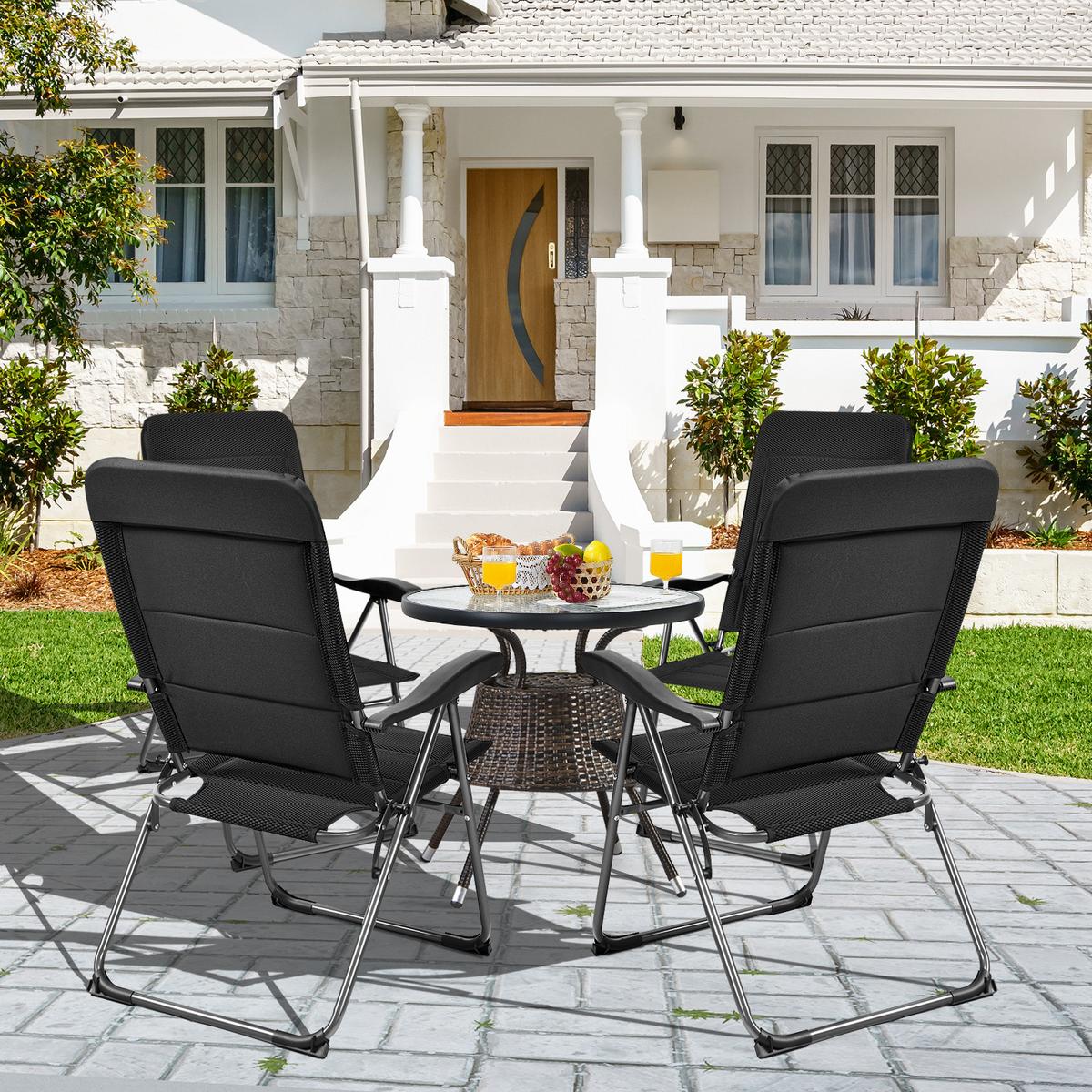 KLAPPSTUHL Schwarz(2er-Set) - Schwarz, Textil (76/103.5/60cm) - COSTWAY