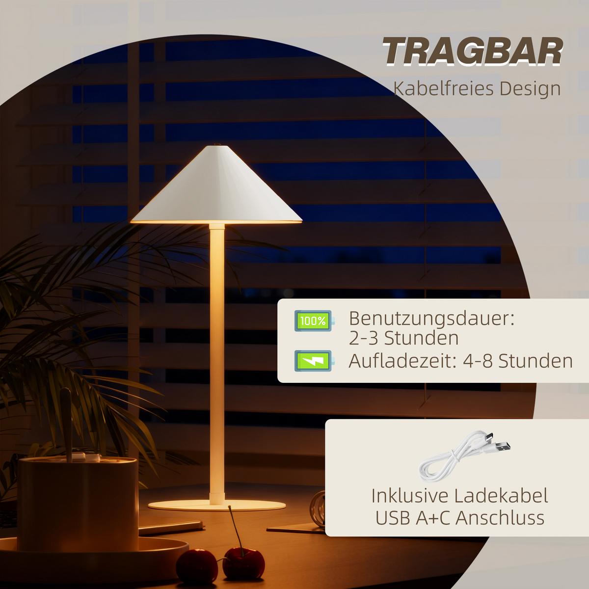TISCHLAMPE 2er Set Metall Weiß - Weiß, Metall (15/15/31.5cm) - HOMCOM