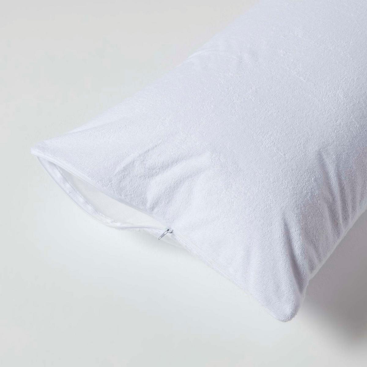 KISSENSCHONER Frottee wasserdicht 40/80 cm, 4er-Set mit Reißverschluss - Weiß, Textil (40/80cm) - Homescapes