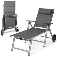 GARTENLIEGE Grau - Grau, Metall (173/78.5/66cm) - COSTWAY
