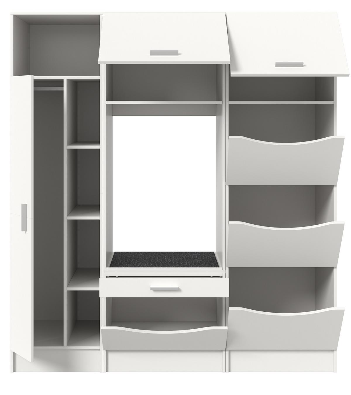 WASCHMASCHINENSCHRANK weiß Set 3-teilig, Waschmaschinenumbau 176 cm mit viel Stauraum - Silberfarben/Weiß, Glas/Holzwerkstoff (176/195/68cm) - Inn.Furn
