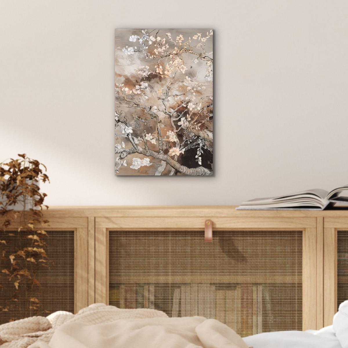 METALLBILD Mandelblüte - Kunst - Van Gogh - Beige - Abstrakt 20x30 cm - Braun, Metall (20/30cm) - MuchoWow