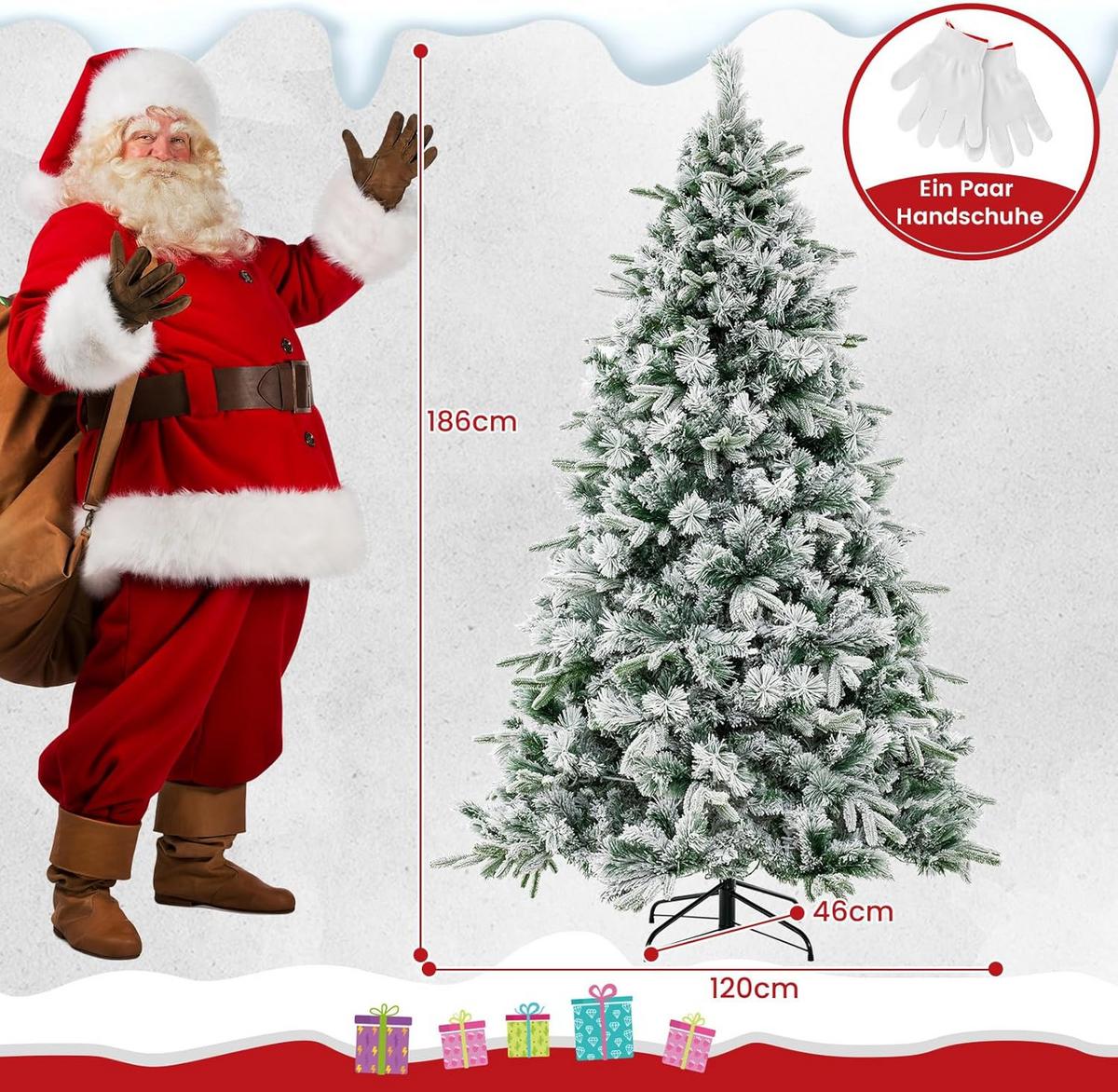 WEIHNACHTSBAUM Beleuchtung Grün - Grün, Kunststoff (186cm) - COSTWAY