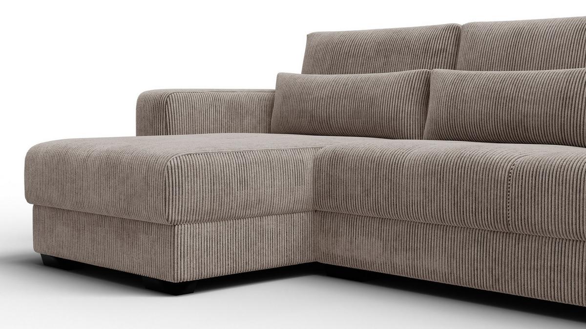 ECKSOFA OLI 4-Sitzer links, taupe - Taupe, Holz/Textil (295/172cm) - Wozimo