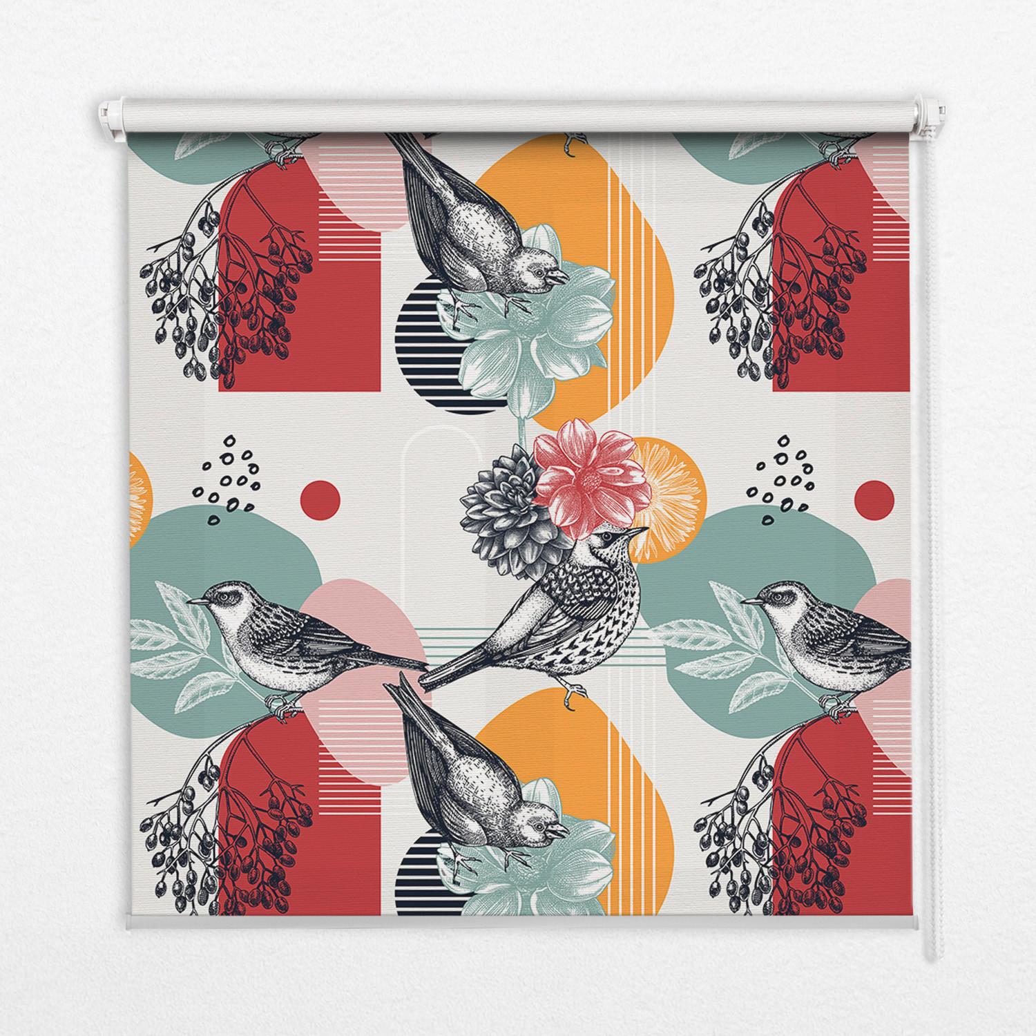 INNENROLLO - Fensterrollo - Rollo - 100x140 cm - Vögel - Grau, Kunststoff (100/140/0.5cm) - TULUP
