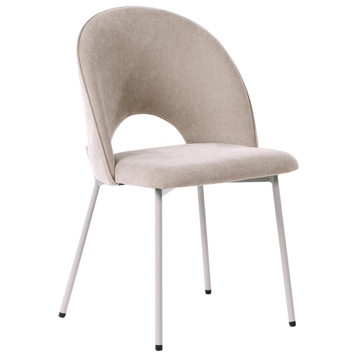 ESSZIMMERSTUHL 2er Set Chenillegewebe Beige Covelo - Beige, Textil/Metall (46/83/53cm) - Beliani