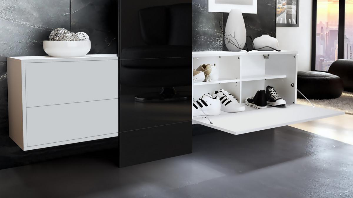 GARDEROBE DualVista Weiß Hochglanz - Weiß Hochglanz, Holzwerkstoff (208/193/35cm) - Vladon