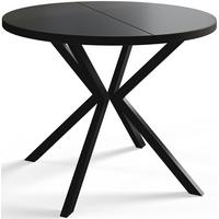 RUNDER Esszimmertisch LOFT LITEN, ausziehbarer Tisch Durchmesser: 100 cm/180 cm, Wohnzimmertisch Farbe: Schwarz, mit Metallbeinen in Farbe Schwarz - Schwarz, Holzwerkstoff (100/100/76cm) - Alpi-Möbel