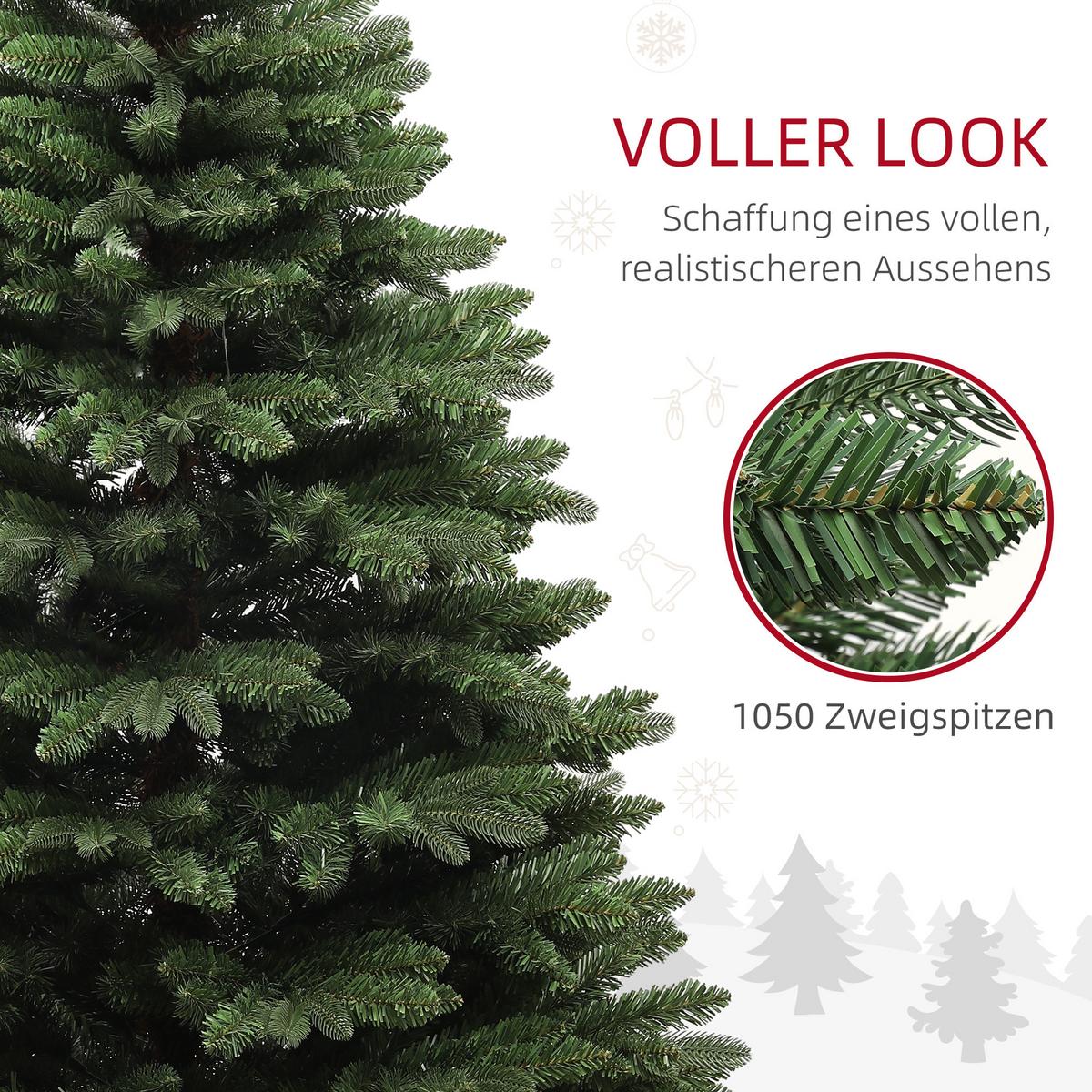 WEIHNACHTSBAUM 180 cm, Kunsttanne, stabile Metallbasis, Grün - Grün, Kunststoff (180cm) - HOMCOM