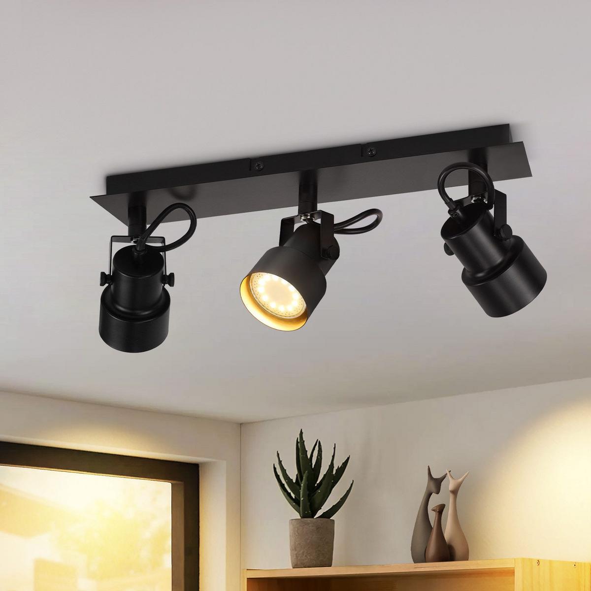 DECKENSTRAHLER Brilon 3-flammig 42/7/10.5cm - Schwarz, Metall (42/7/10.5cm) - Nettlife