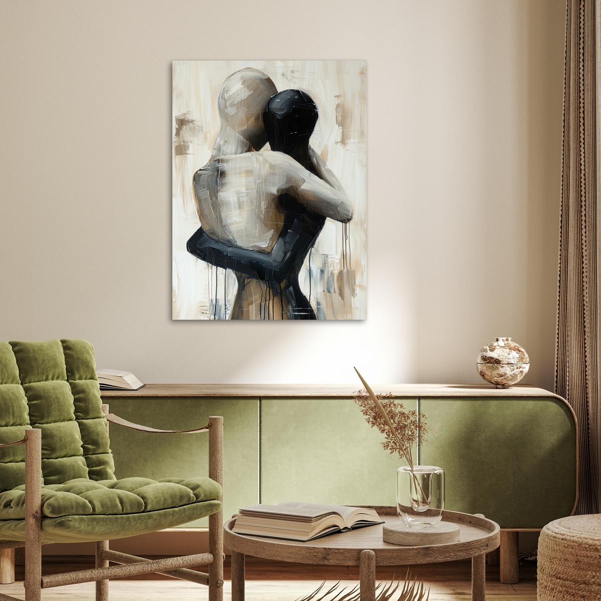 POSTER Abstrakt - Liebe - Schwarz und weiß - Modern Deko Wohnzimmer 60x80 cm - Schwarz, Papier (60/80/0.1cm) - MuchoWow