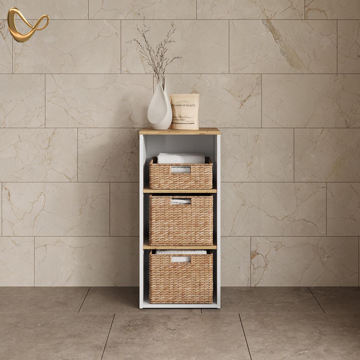 MIDISCHRANK Paolina Weiß/Artisan 40.2 x 88.2 cm - Weiß/Eiche Artisan, Holzwerkstoff (40.2/88.2/40.5cm) - Livinity®
