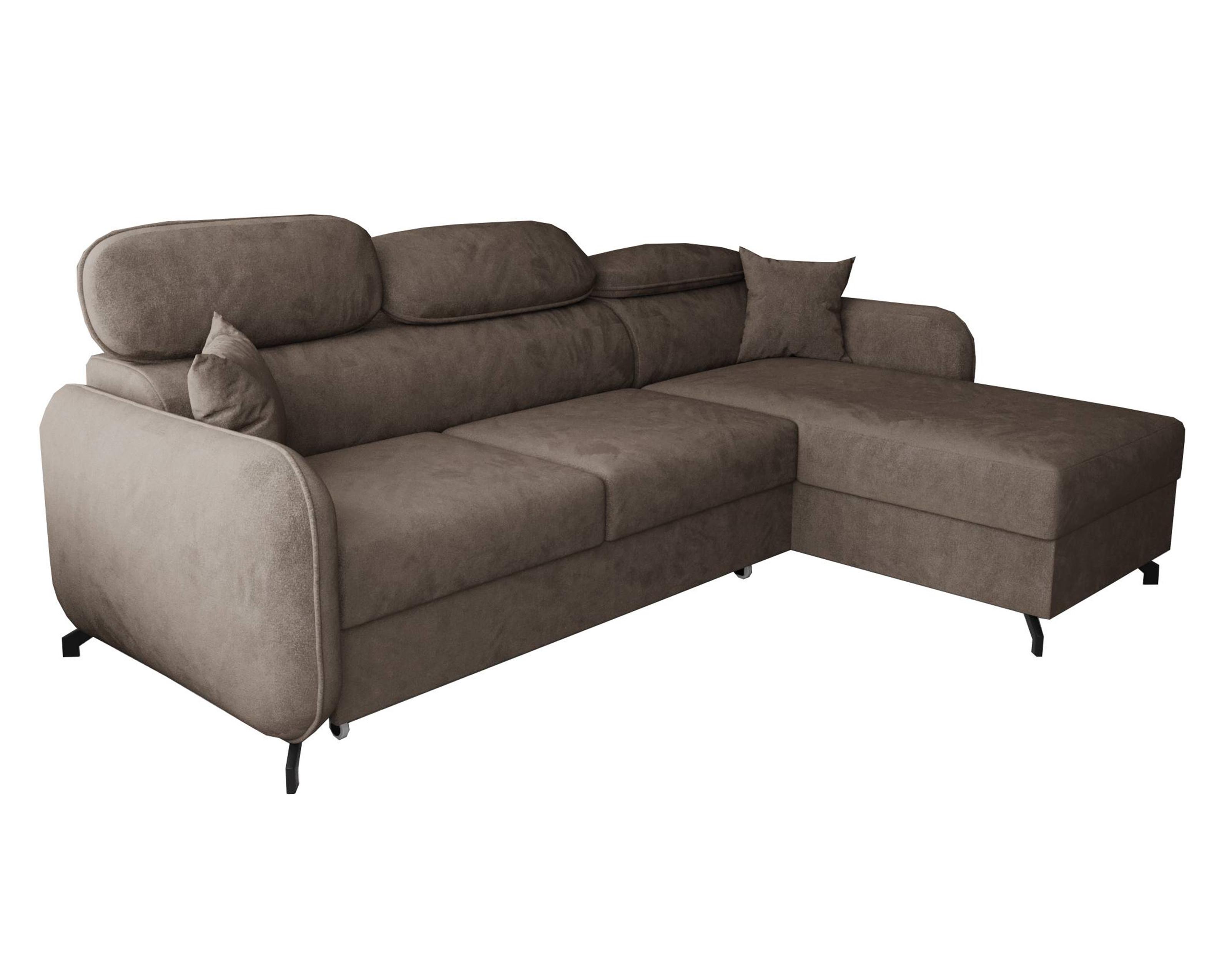ECKSOFA L Form Ribella 5 Braun 265/180/100 cm Rechts mit Schlaffunktion - Schwarz/Bronzefarben, Textil/Metall (265/180cm) - AX Living