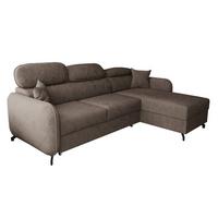 ECKSOFA L Form Ribella 5 Braun 265/180/100 cm Rechts mit Schlaffunktion - Schwarz/Bronzefarben, Textil/Metall (265/180cm) - AX Living