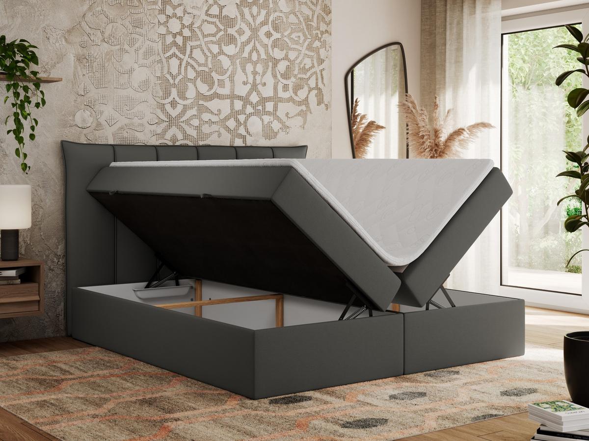 BOXBETT PREMIUM 10 140/200 Dunkelgrau Kunstleder - H4 - Dunkelgrau, Holz/Textil (140/200cm) - MKS