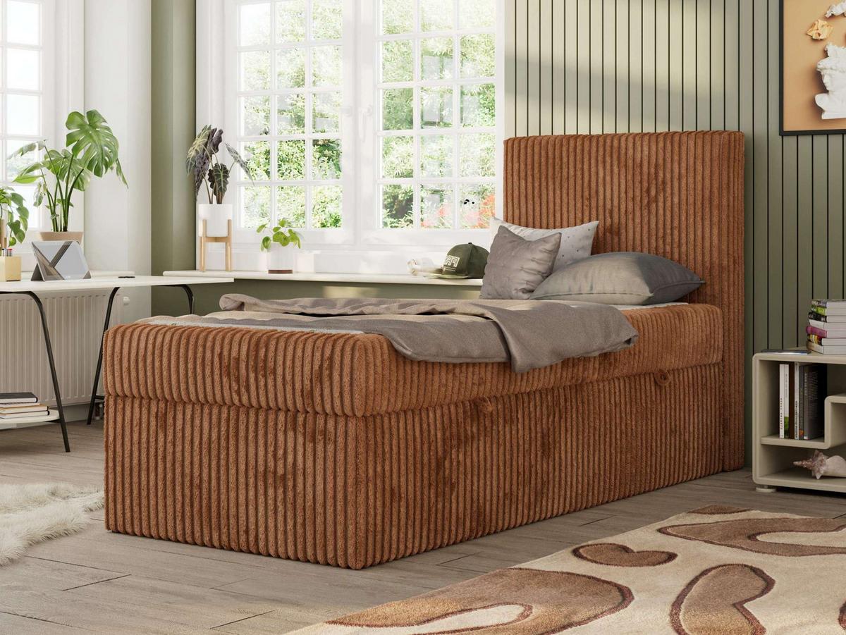 JUGENDBETT TILIO 90/200 - Orange - H3 - Rechts Seite - Orange, Textil (200/90cm) - MKS