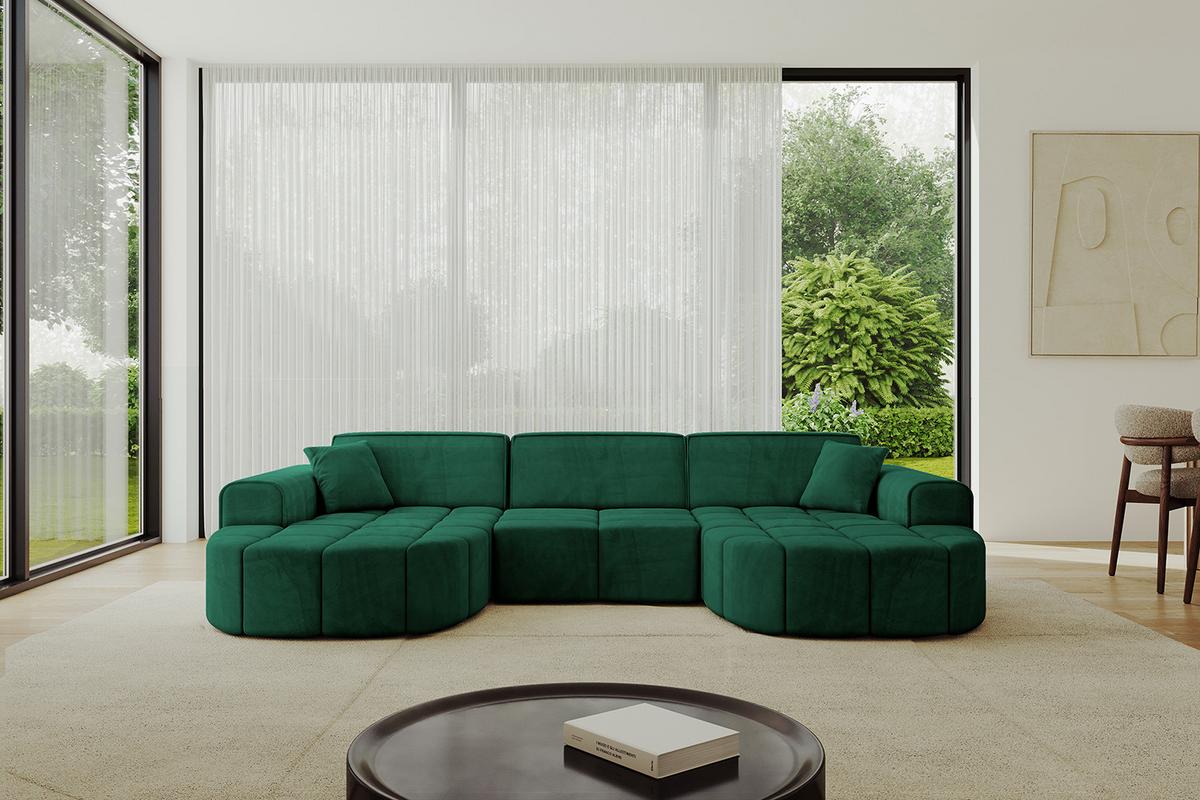 WOHNLANDSCHAFT LIVO-U1 - 315x173x79,5 cm Grün - Grün, Holzwerkstoff/Textil (315/79/173cm) - ALTDECOR