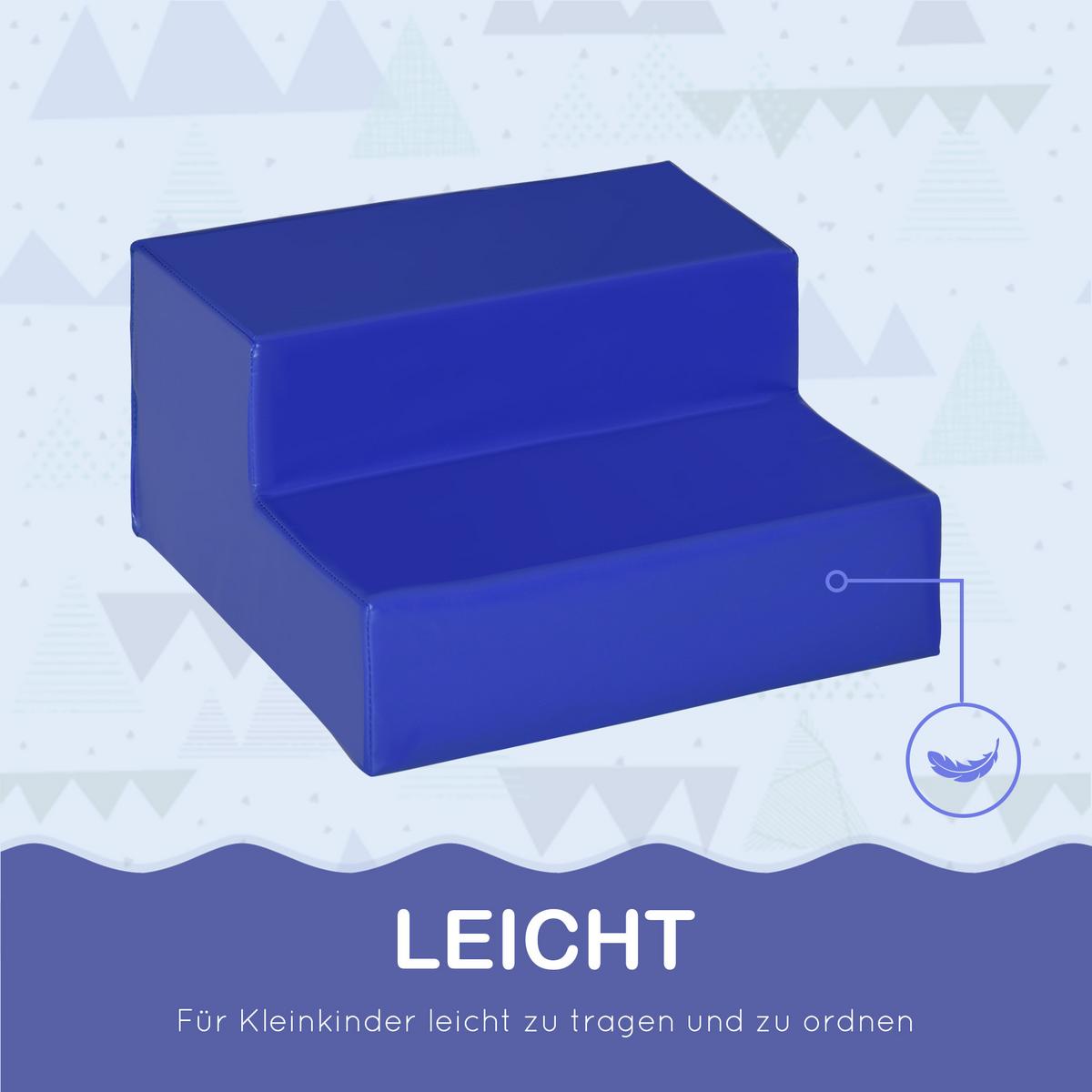 SOFTBAUSTEINE 4 TLG Schaumstoffbausteine Riesenbausteine Kunstleder mehrfarbig - Blau/Rot, Kunststoff (45/25/45cm) - HOMCOM