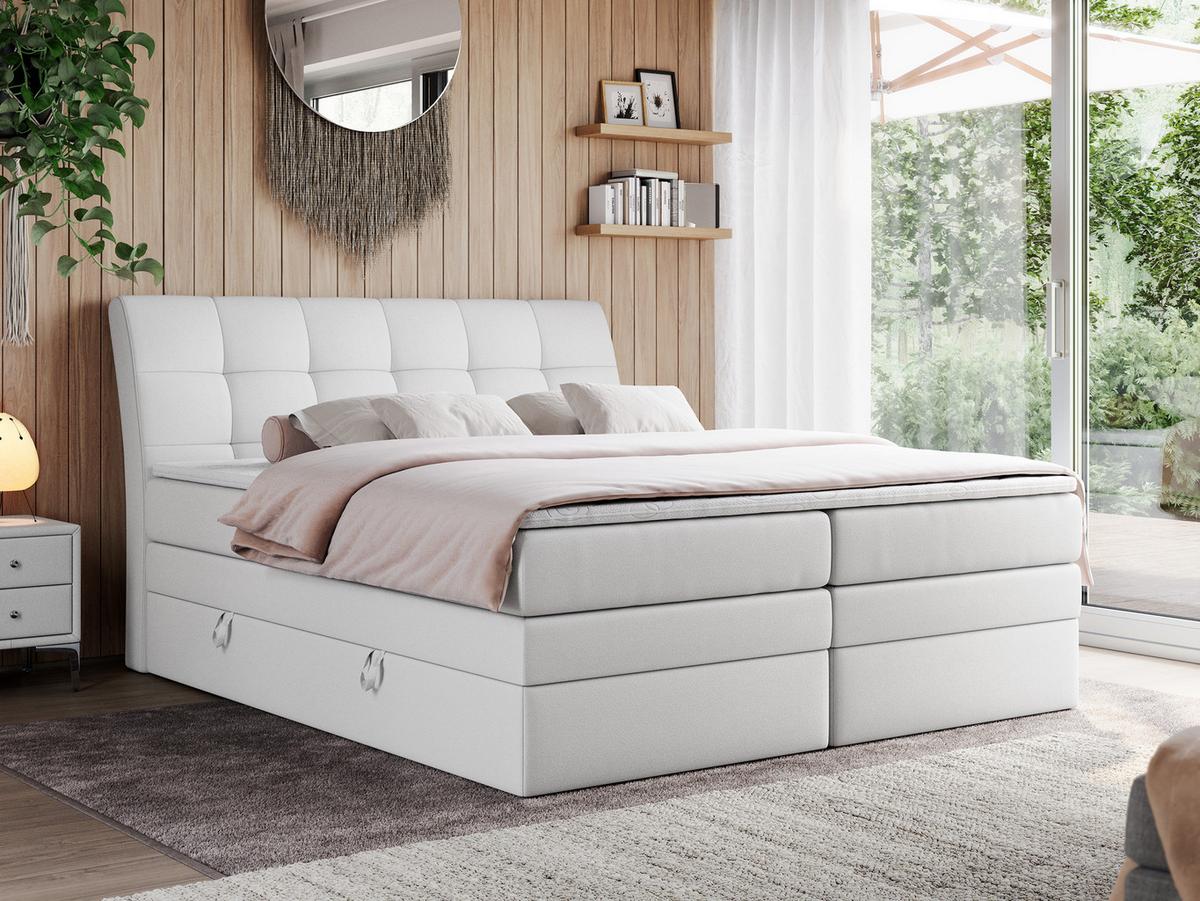 BOXSPRINGBETT GOLD-10 KING 120/200 Weiß Kunstleder - H3 - Weiß, Holz/Textil (120/200cm) - MKS