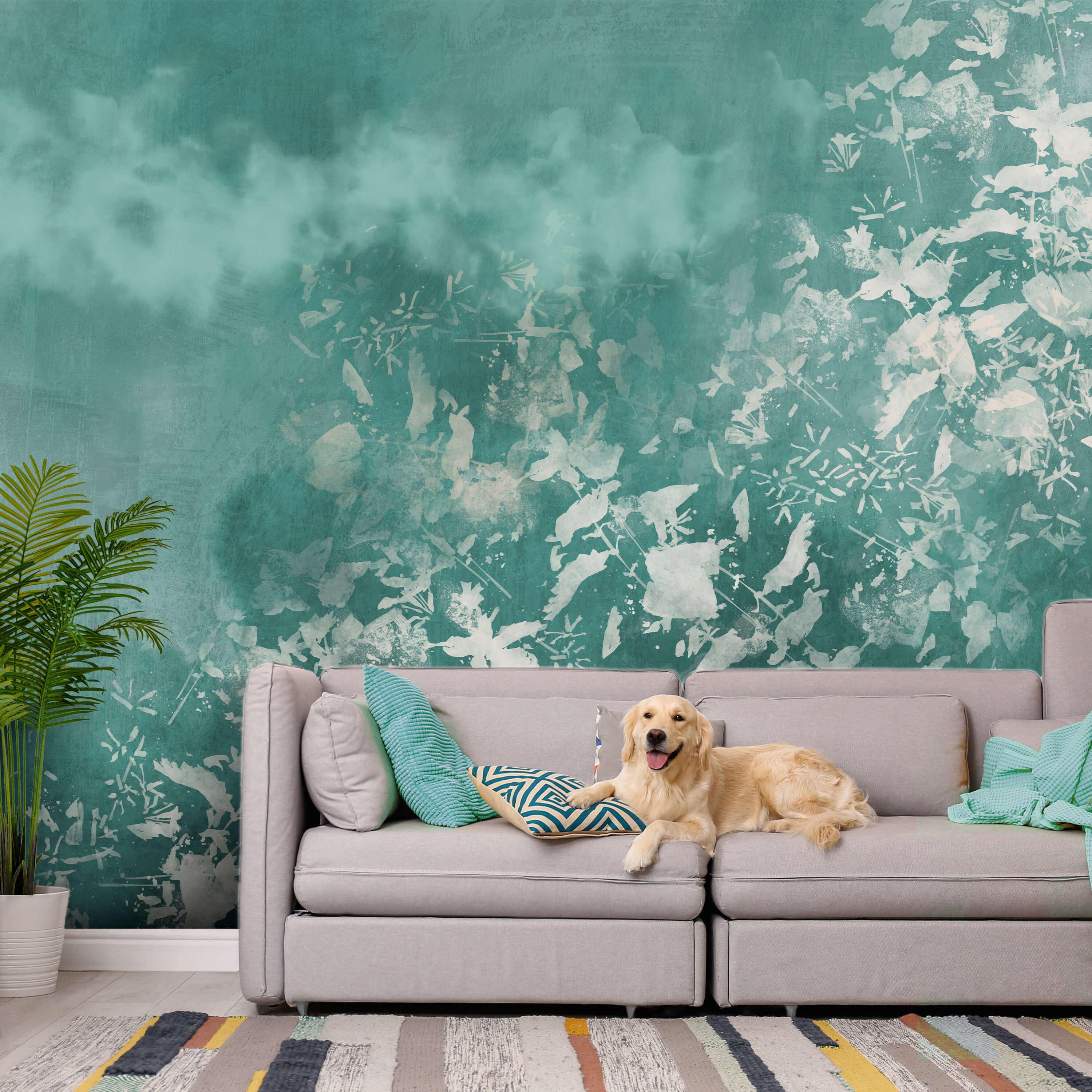 SELBSTKLEBENDE FOTOTAPETE 294/210 cm - Türkis/Weiß, Kunststoff/Textil (294/1cm) - KUNSTLOFT