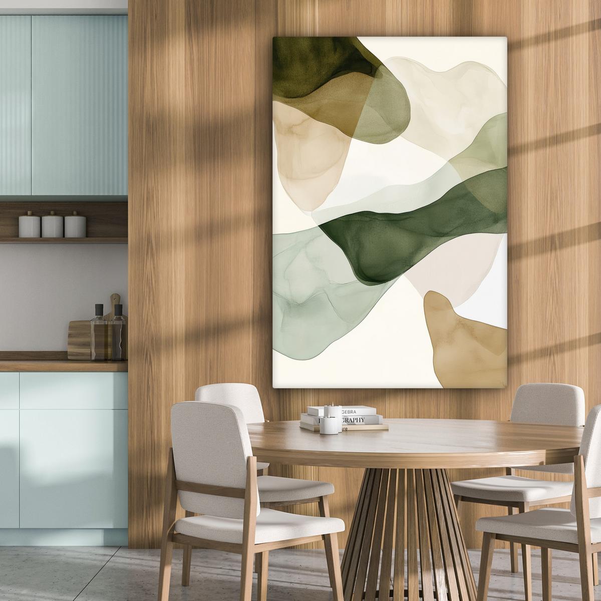 LEINWANDBILD Japandi - Abstrakt - Grün Deko XXL 80x120 cm - Salbeigrün, Textil (80/120cm) - MuchoWow