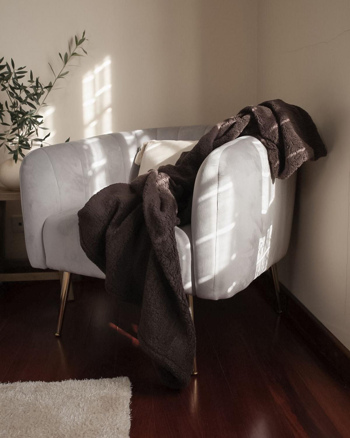 SESSEL Samtstoff Grau Laconia - Grau, Textil/Metall (85/72/62cm) - Beliani