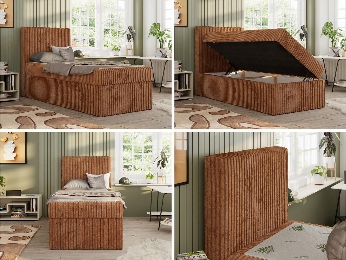 JUGENDBETT TILIO 90/200 - Orange - H4 - Links Seite - Orange, Textil (90/200cm) - MKS