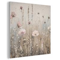 AKUSTIKBILD Blumen - Rosa - Modern - Beige Akustikpaneele 80x80 cm - Beige, Kunststoff (80/80/0.9cm) - MuchoWow