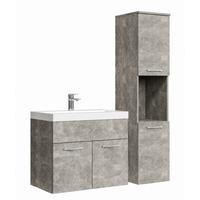 BADMÖBEL-SET Montreal 3 Teile Beton Grau - 60 x 35 x 51 cm - Grau, Holz (60/51/35cm) - Badplaats