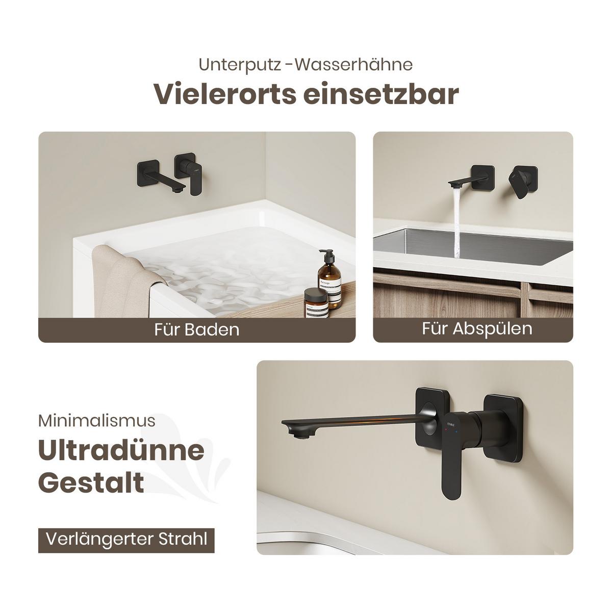 WASCHTISCHARMATUR Modular Ventilkernzertifizierung Messing Schwarz Matt - Schwarz, Metall (12.7/11/23.3cm) - EMKE