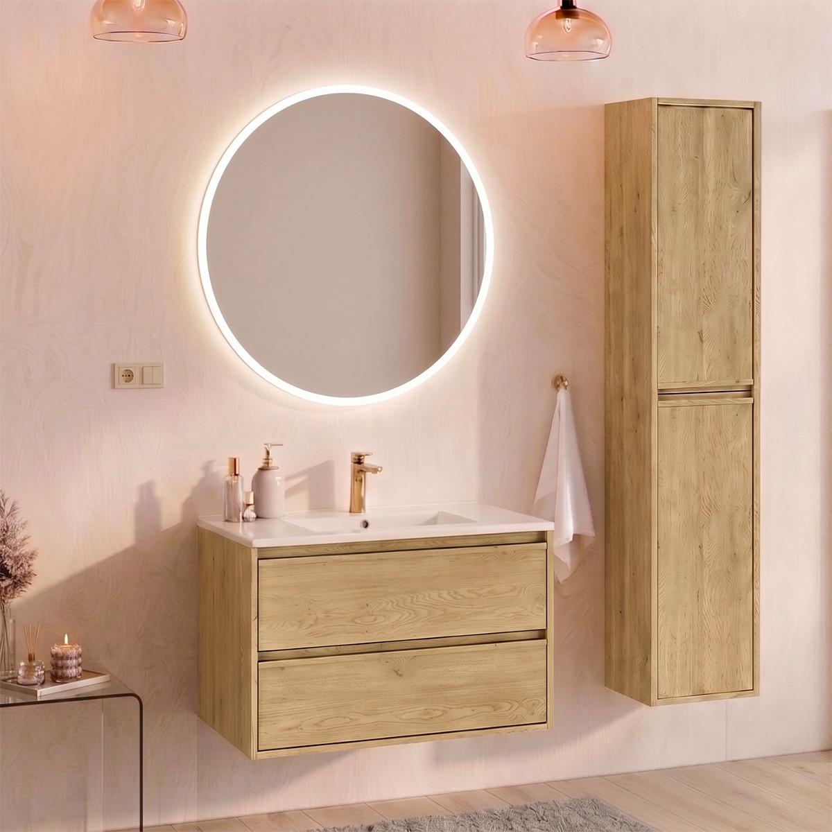 BADMÖBEL 81cm Edmé 2er-Set Holz - Braun, Holzwerkstoff (81/52/46cm) - Petits-meubles