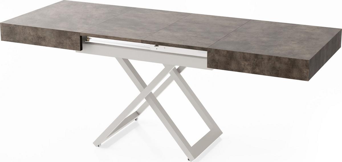 COUCHTISCH Cavetta U höhenverstellbar ausziehbar, Dunkelgrauer Chicago Beton 120-200/80/27-76 cm - Kaschmir/Dunkelgrau, Holzwerkstoff/Metall (80/120/76cm) - WFL GROUP