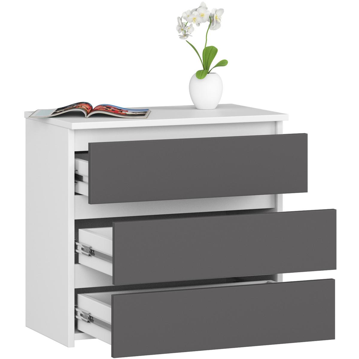 KOMMODE Weiß, Graphit Grau 57/60/35 - Weiß, Holzwerkstoff (60/57/35cm) - RAUMHIRSCH FURNITURE