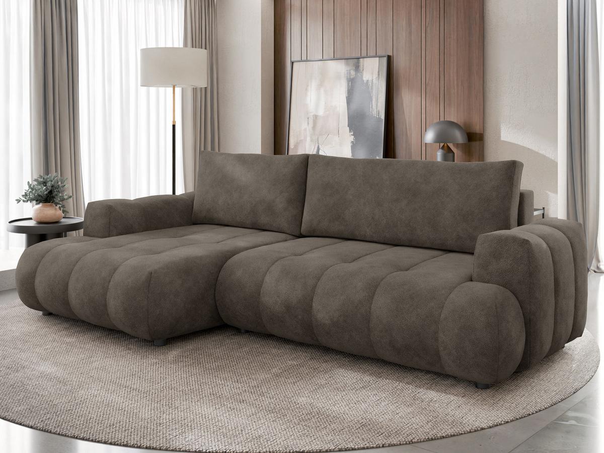 ECKSOFA Haiti, Seite: Links LC+2R - Schwarz/Braun, Holz/Textil (276/156cm) - MIRJAN24