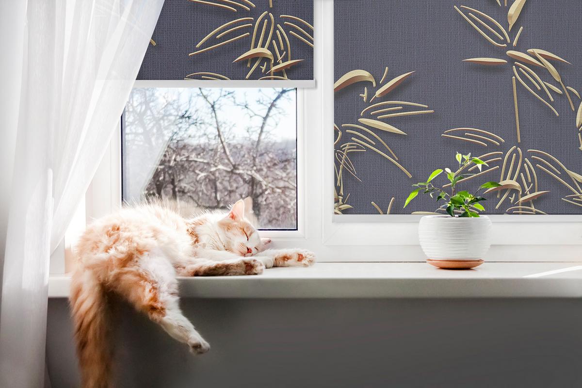 INNENROLLO - Fensterrollo - Rollo - 100x100 cm - See hinter den Blumen - Grau, Kunststoff (100/100/0.5cm) - TULUP